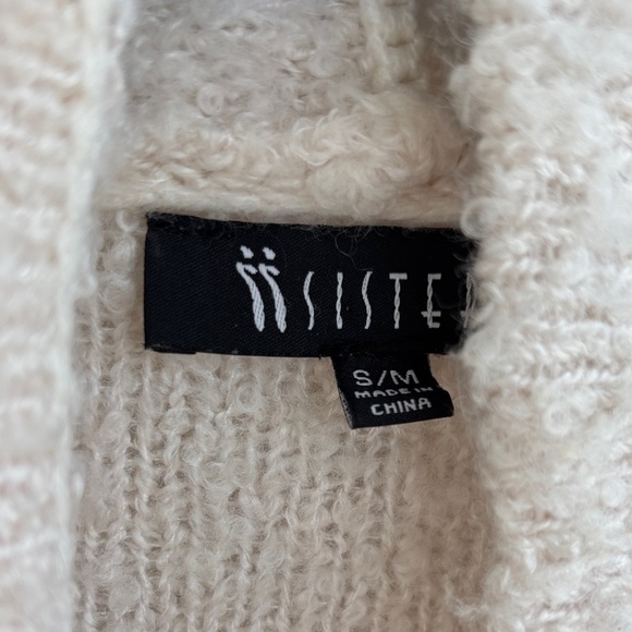 ii sisters Wool Knit Cream Open-Front Holiday Cardigan sz S/M - Picture 2 of 6